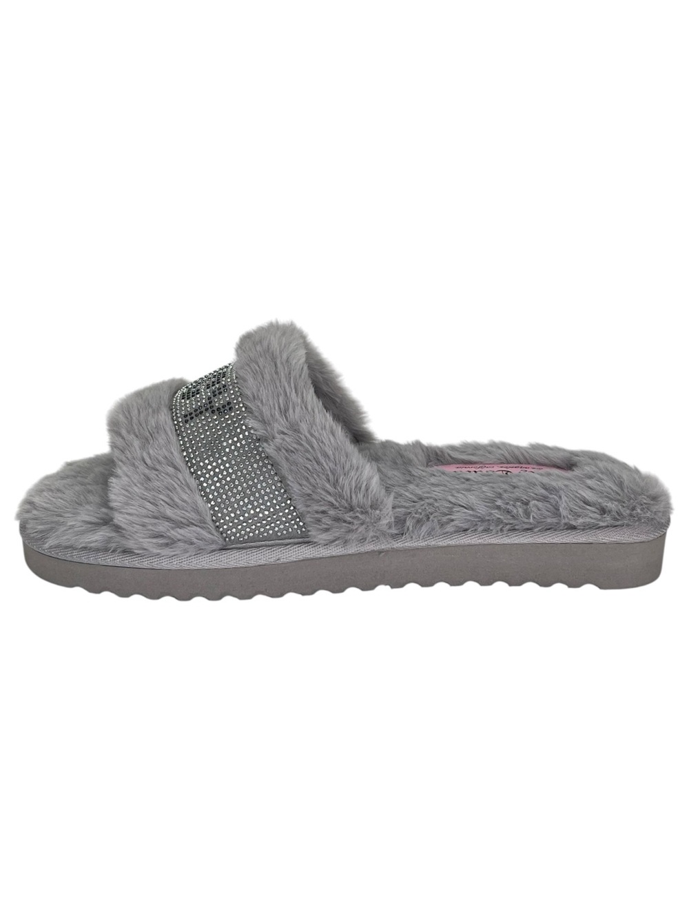 Juicy Couture Halo Grey Faux Fur Womens Sandals Size 10M - Picture 3 of 12